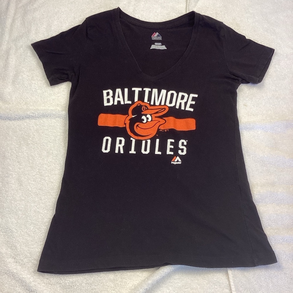 Baltimore Orioles Black V Neck T-Shirt Sz S